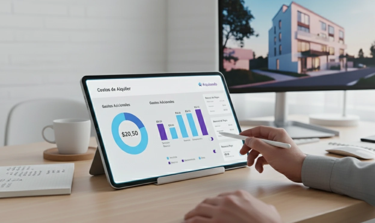 Presupuesto con desglose de costos adicionales en el alquiler de un inmueble